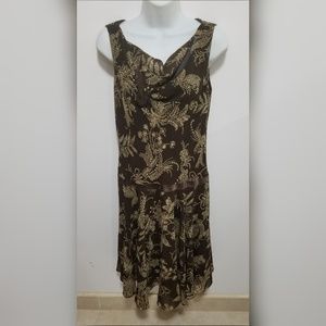 Liz Claiborne brown drop waist floral dress